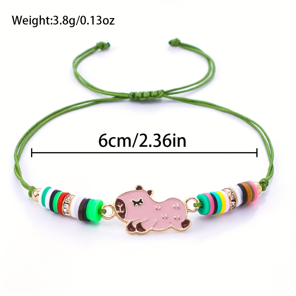 6pcs Capybara Soft Clay Slider Friendship Bracelet Set